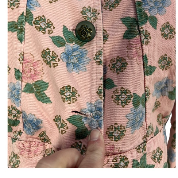 VTG 80's/90's JOLLY U.S.A Pink Floral 100% Cotton Denim Like Crop Jacket Sz Sm - Picture 5 of 16
